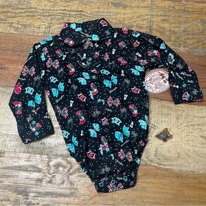 NWT Wrangler infant girls 18 month Western Pearl Snap shirt bow horseshoe
